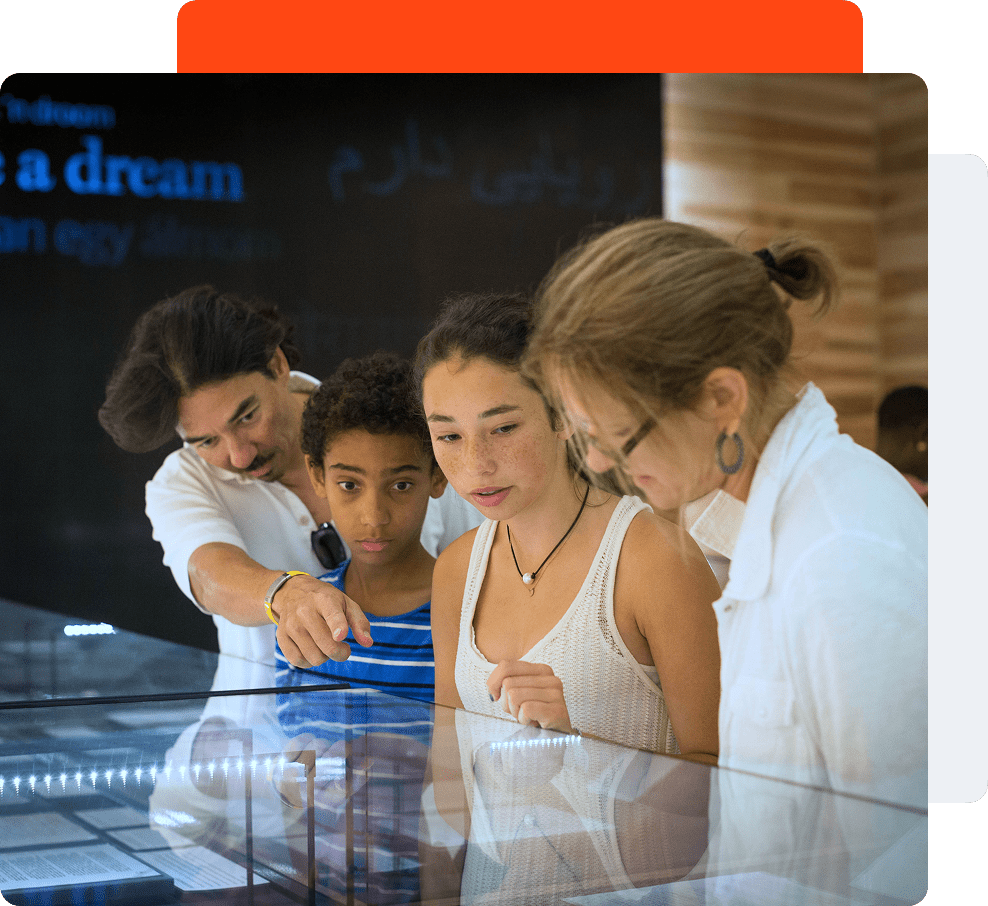 Family viewing an exhibit at NCCHR