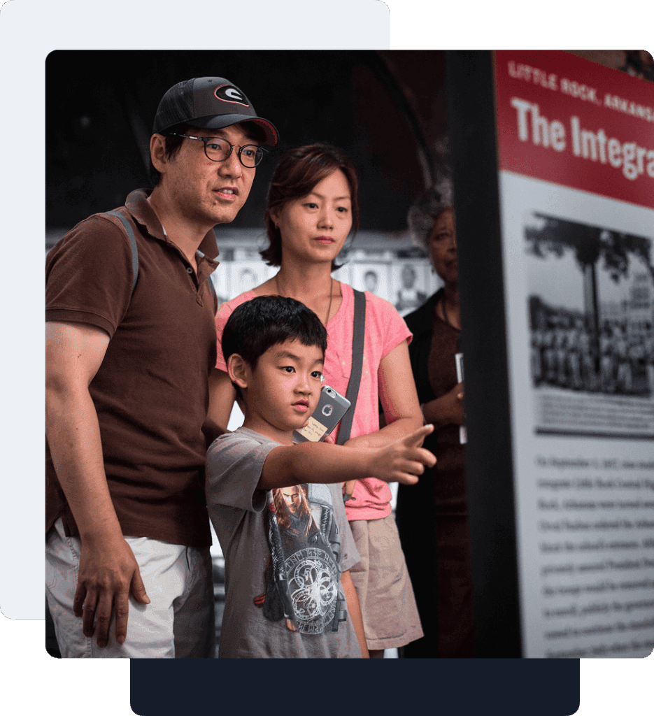 Family viewing an exhibit at The National Center for Civil and Human Rights
