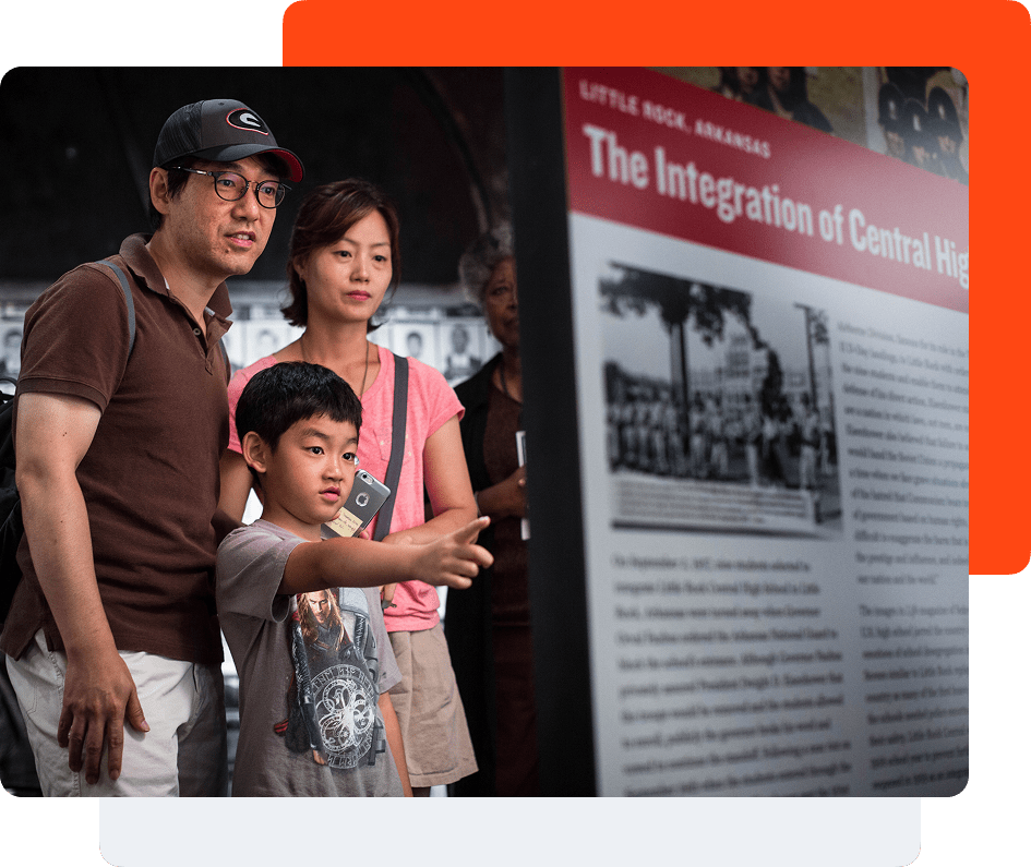 Family exploring the exhibitions at The National Center for Civil and Human Rights