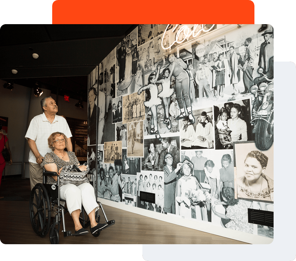 Visitors enjoying an exhibition at The National Center for Civil and Human Rights