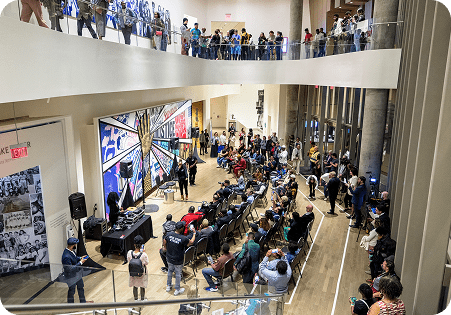 Lively event in the lobby of The National Center for Civil and Human Rights
