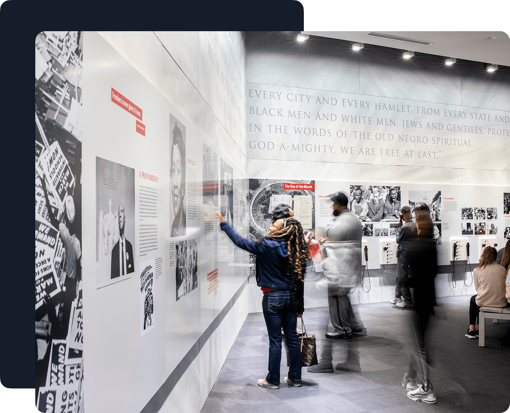 Visitor viewing an exhibition at The National Center for Civil and Human Rights