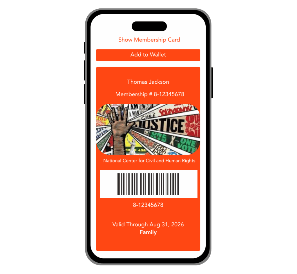 Cellular device showing a membership card for NCCHR