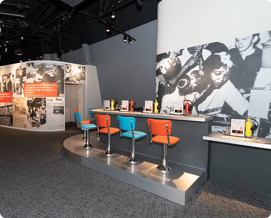 Lunch counter exhibit at National Center for Civil and Human Rights
