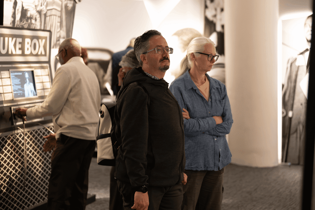 Visitors viewing exhibit at NCCHR