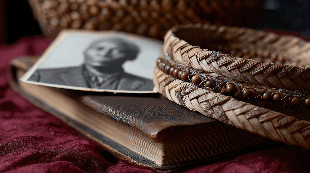 historic photograph and book