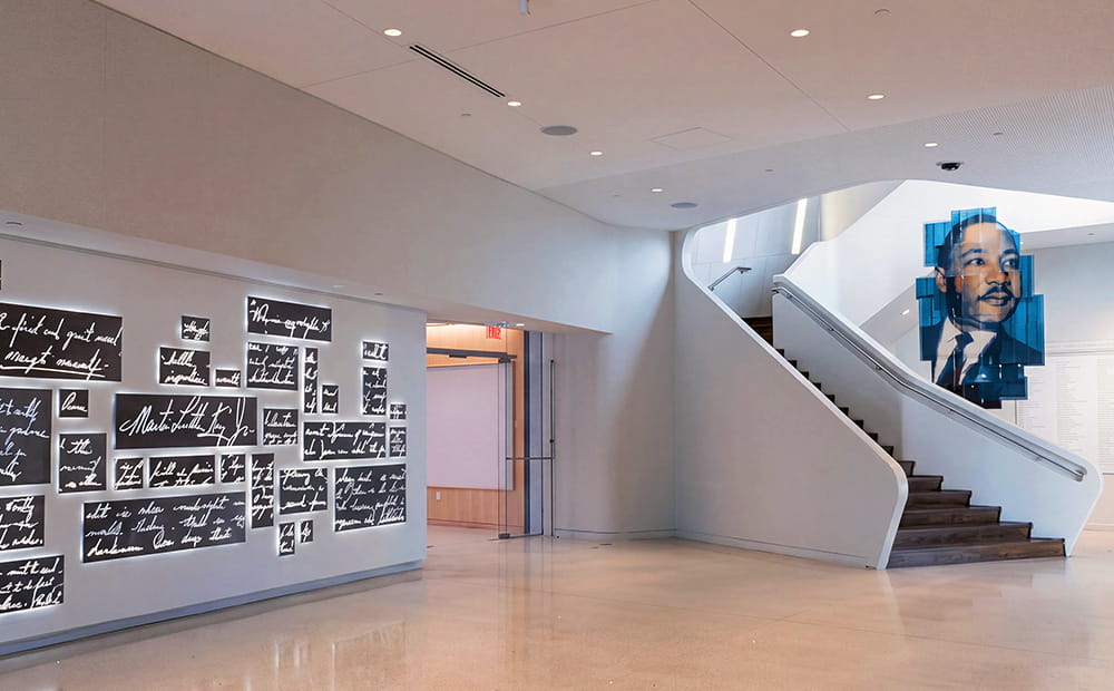 The pre-function lobby entrance to the Shirley Clarke Franklin Pavilion