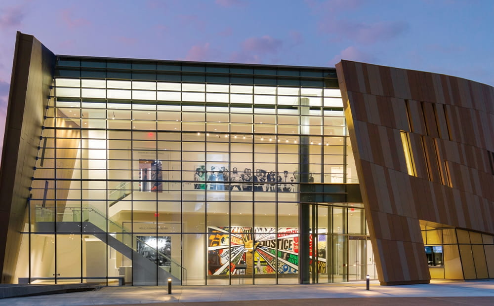 The Center at dusk